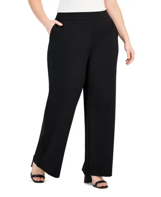 I.n.c. International Concepts Plus Size Wide-Leg Ponte-Knit Pants, Created for Macy's