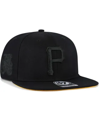 Men's '47 Brand Pittsburgh Pirates Black on Black Sure Shot Captain Snapback Hat