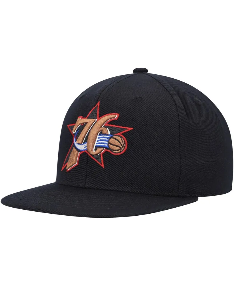 Men's Mitchell & Ness Black Philadelphia 76ers Hardwood Classics Mvp Team Ground 2.0 Fitted Hat