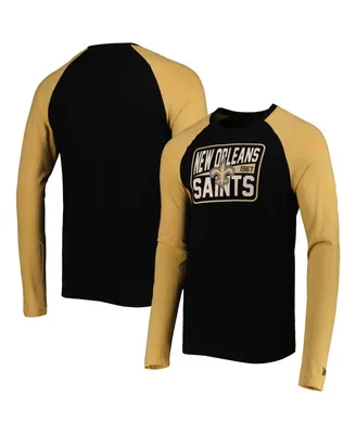 Men's New Era Black New Orleans Saints Current Raglan Long Sleeve T-shirt