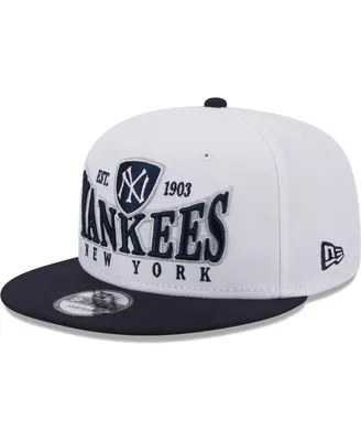 Men's New Era White and Navy New York Yankees Crest 9FIFTY Snapback Hat