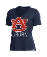 Women's Under Armour Navy Auburn Tigers Logo Performance V-Neck T-shirt