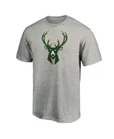 Men's Fanatics Giannis Antetokounmpo Heathered Gray Milwaukee Bucks Playmaker Name and Number Team T-shirt