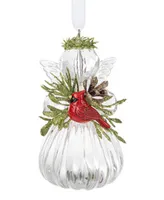 Kissing Krystals Angel Holding Cardinal Ornament