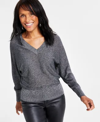 I.n.c. International Concepts Women's Metallic Dolman-Sleeve Top, Created for Macy's