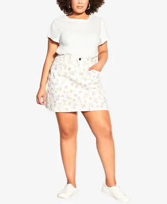 City Chic Trendy Plus Floral Summer Ditsy Skirt