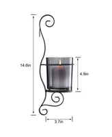 Danya B Vintage-Like Wall Sconce 2-Piece Candle Holder Set with Smoke Glass Hurricanes