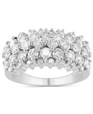 Diamond Multirow Horizontal Cluster Ring (2 ct. t.w.) in 14k White Gold