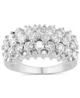 Diamond Multirow Horizontal Cluster Ring (2 ct. t.w.) in 14k White Gold