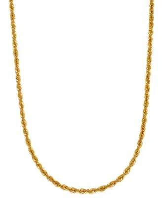 Sparkle Rope Link Chain Necklace 3mm Collection In 14k Gold