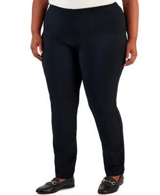 Jm Collection Plus and Petite Ponte High-Rise Pull-On Pants, Created for Macy's