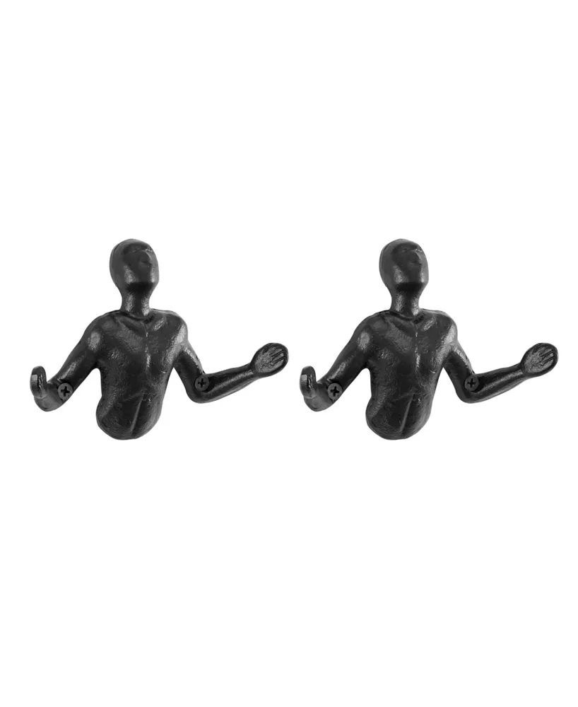 Danya B Protruding "Palms Up" Cast Iron Decorative 2-Piece Wall Mount Hooks Set