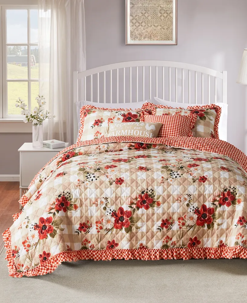 Greenland Home Fashions Wheatly Traditional Ruffled Piece Quilt Set