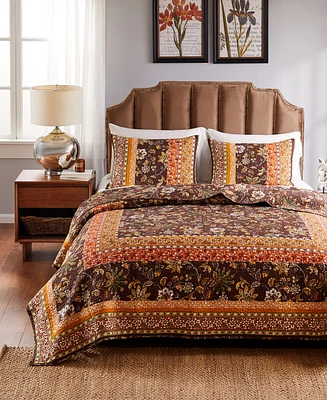 Greenland Home Fashions Audrey Floral Print 2 Piece Quilt Set, Twin/Twin Xl