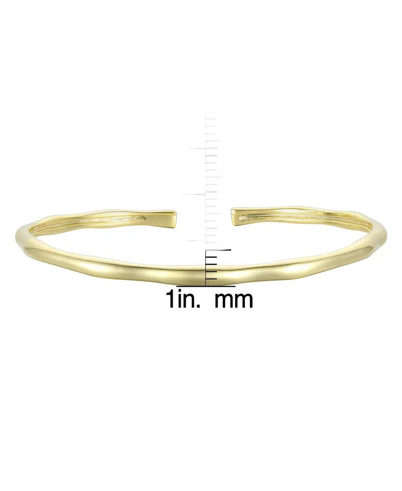 Rachel Glauber 14K Gold Plated Thin Cuff Adjustable Bangle Bracelet