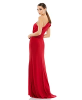 Mac Duggal Women's Ruffled One Shoulder Draped Gown