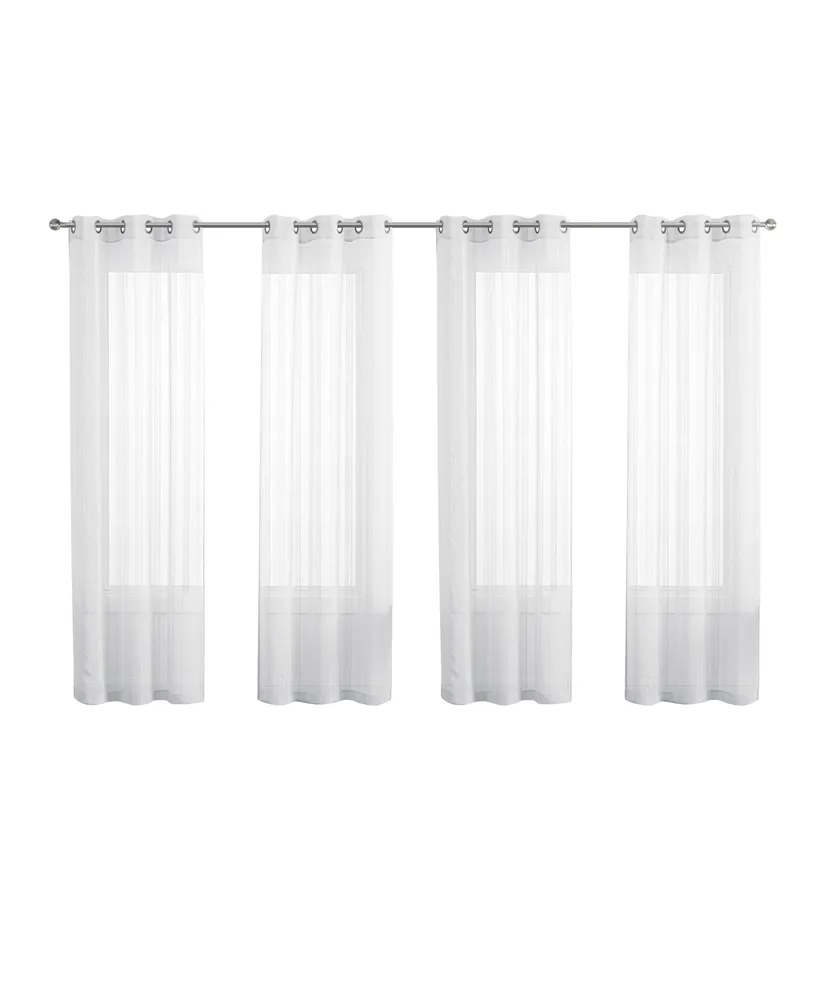 Closeout! Tahari Home Donna Stripe Sheer Grommet 4-Piece Curtain Panel Set, 152" x 84"