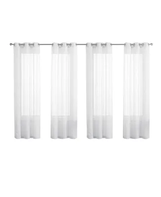 Closeout! Tahari Home Donna Stripe Sheer Grommet 4-Piece Curtain Panel Set, 152" x 84"