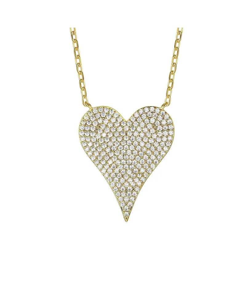 Rachel Glauber 14k Gold Plated with Pave Cubic Zirconia Heart Layering Necklace