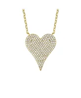 Rachel Glauber 14k Gold Plated with Pave Cubic Zirconia Heart Layering Necklace