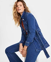 On 34th Women's Belted Denim Wrap Jacket, Created for Macy's