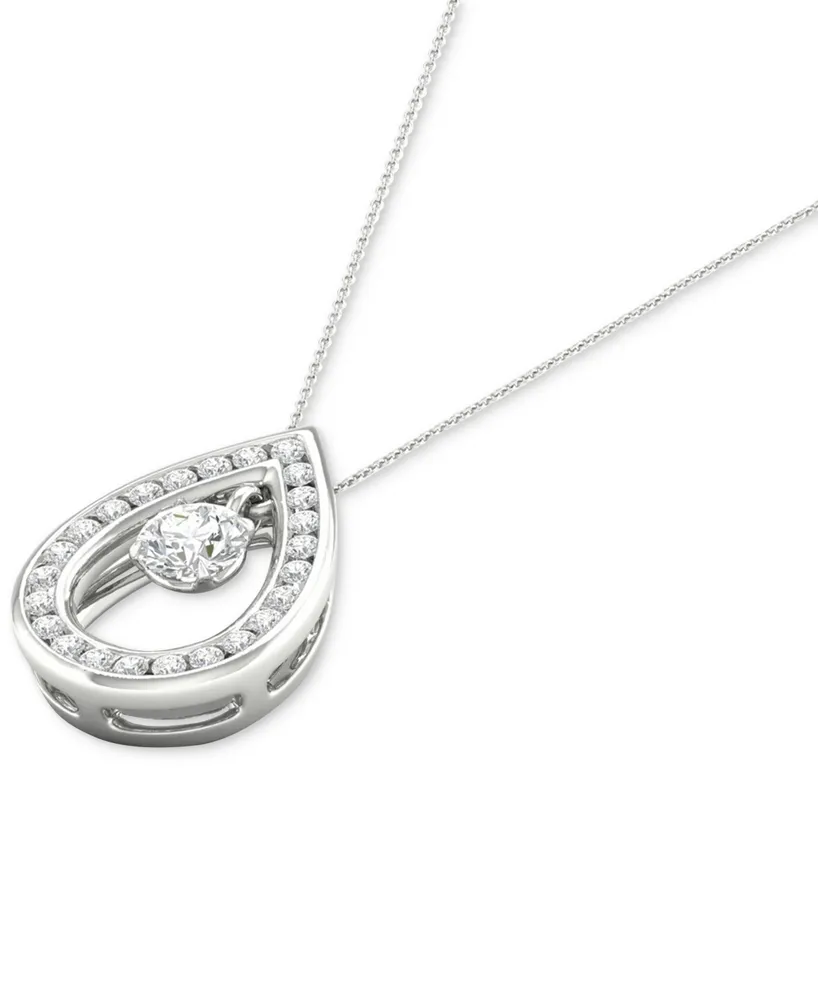 Diamond Orbital Teardrop Halo Pendant Necklace (1/3 ct. t.w.) in 10k White Gold, 16" + 2" extender