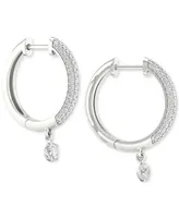 Diamond Dangle Hoop Earrings (3/4 ct. t.w.) in 10k White Gold