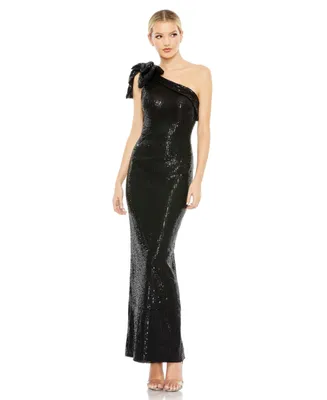 Women's Ieena Sequined Bow One Shoulder Column Gown