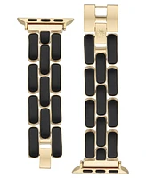 Anne Klein Women's Black Enamel and Gold-Tone Alloy Metal Bracelet designed for Apple Watch 42mm (Series 10) & 38/40/41mm - Black, Gold