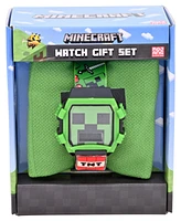 Accutime Kids Unisex Minecraft Creeper Green and Black Silicone Watch 36mm Set