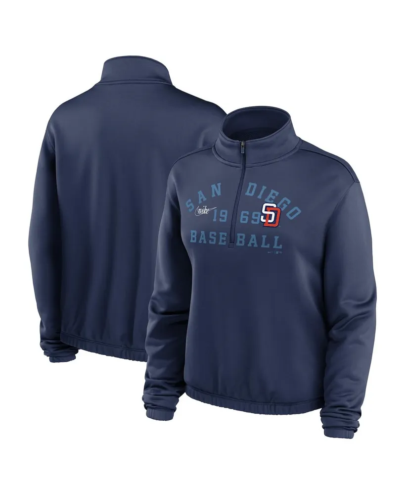 Women's Nike Navy San Diego Padres Rewind Splice Half-Zip Sweatshirt