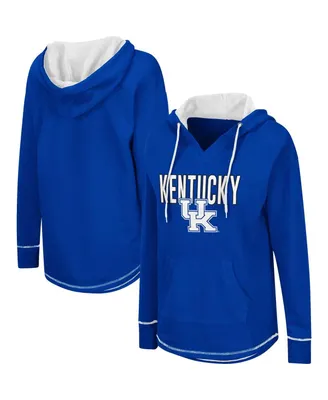 Women's Colosseum Royal Kentucky Wildcats Tunic Pullover V-Neck Hoodie