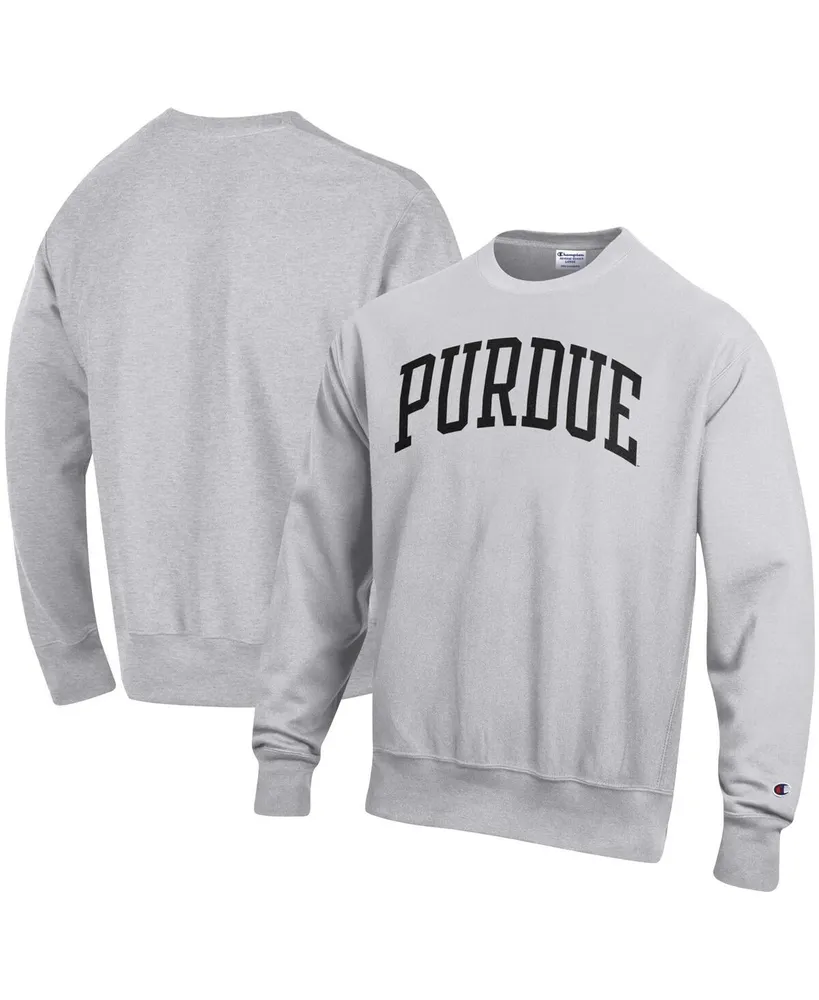 Men's Champion Heathered Gray Purdue Boilermakers Arch Reverse Weave Pullover Sweatshirt