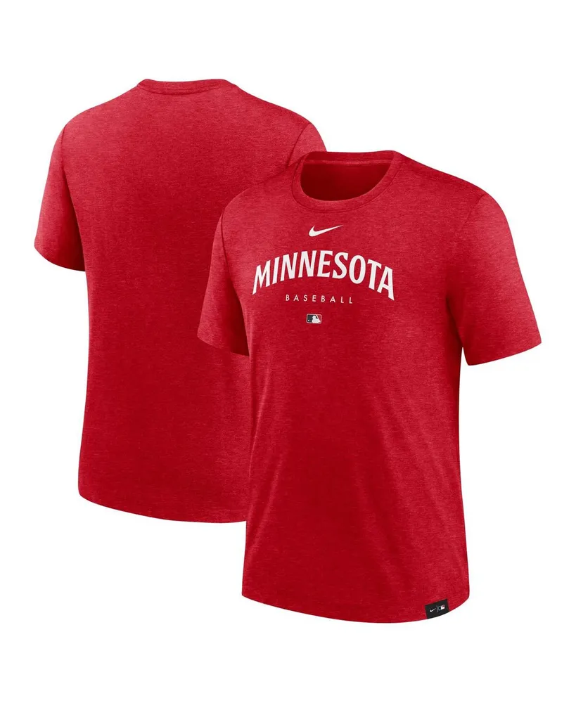 Men's Nike Heather Red Minnesota Twins Authentic Collection Early Work Tri-Blend Performance T-shirt