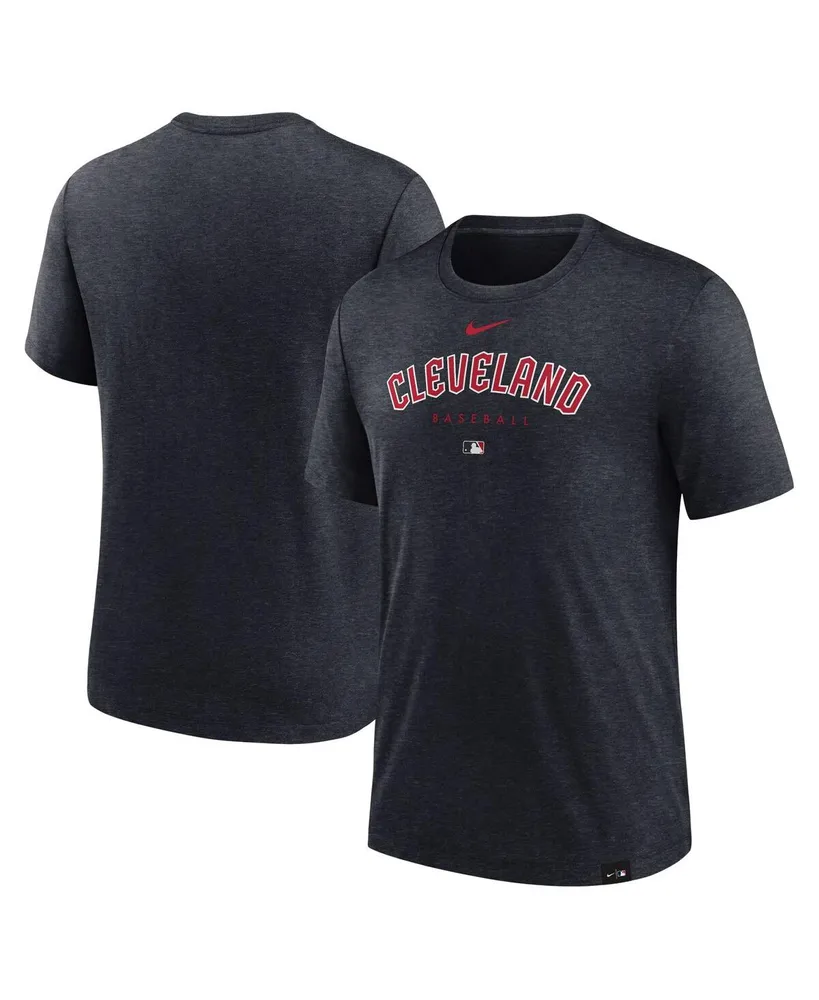 Men's Nike Heather Navy Cleveland Guardians Authentic Collection Early Work Tri-Blend Performance T-shirt