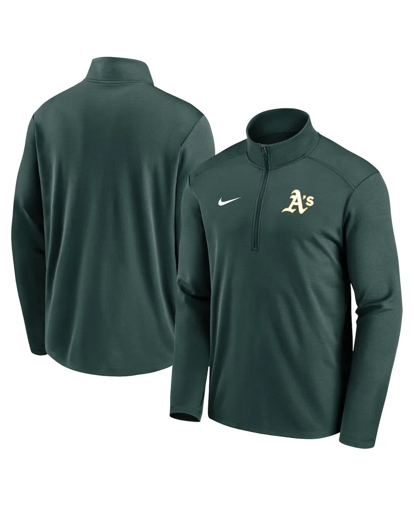 Men's Nike Green Oakland Athletics Agility Pacer Performance Half-Zip Top