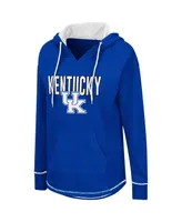 Women's Colosseum Royal Kentucky Wildcats Tunic Pullover V-Neck Hoodie