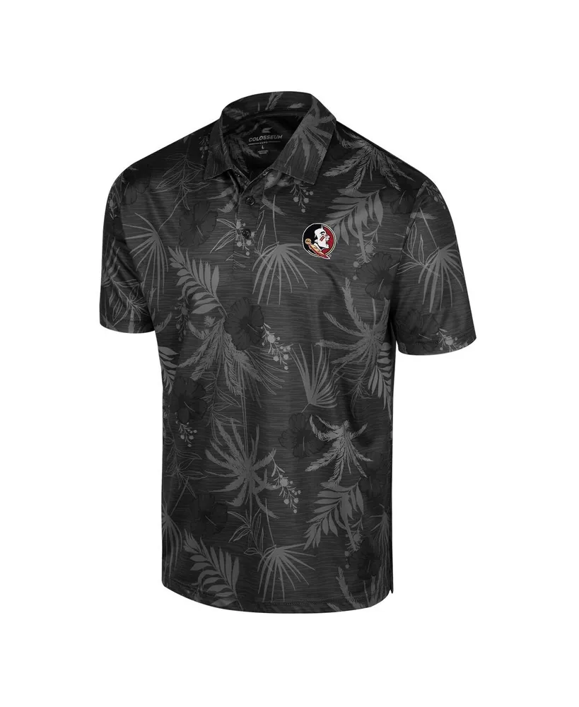 Men's Colosseum Black Florida State Seminoles Palms Team Polo Shirt