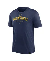 Men's Nike Heather Navy Milwaukee Brewers Authentic Collection Early Work Tri-Blend Performance T-shirt