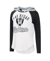 Women's G-iii 4Her by Carl Banks White Las Vegas Raiders Mvp Raglan Hoodie Long Sleeve T-shirt