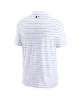 Men's Nike White Miami Marlins Authentic Collection Victory Striped Performance Polo Shirt