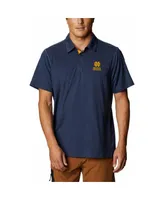 Men's Columbia Navy Notre Dame Fighting Irish Tech Trail Omni-Shade Polo Shirt