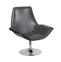 Leathersoft Side Reception Swivel Chair With Chrome Base