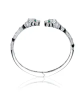 Rachel Glauber White Gold Plated Bendable Panther Bangle Bracelet