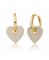 Rachel Glauber 14k Yellow Gold Plated with Cubic Zirconia Heart Dangle Infinity Hoop Drop Earrings