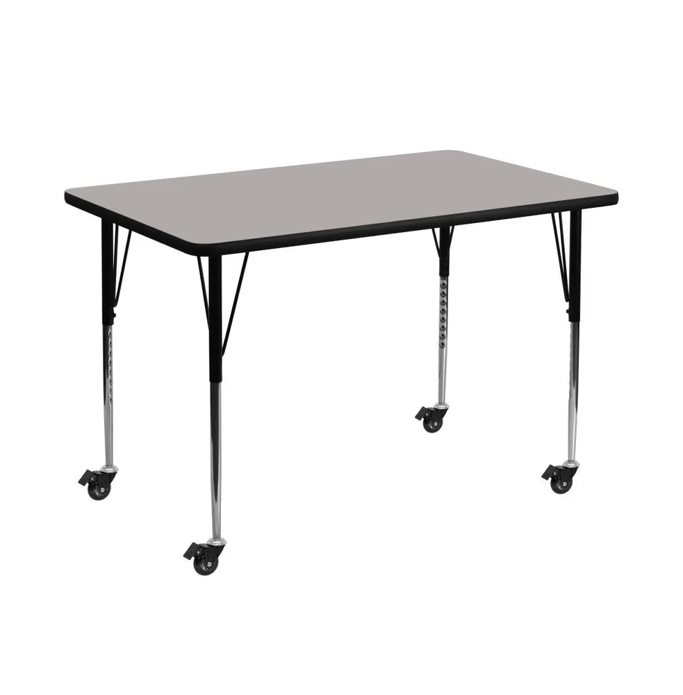 Emma+Oliver Mobile 36X72 Rectangle Hp Laminate Adjustable Activity Table