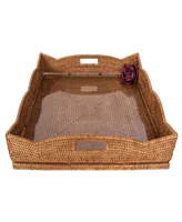 Artifacts Rattan Scallop Square Tray with Glass Insert
