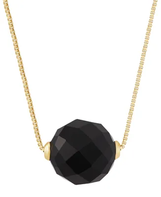 Onyx Solitaire 18" Pendant Necklace in 14k Gold