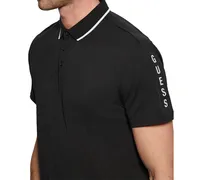 Guess Men's Logo Taped Tipped Collar Polo Shirt