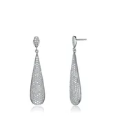 Genevive Sterling Silver Cubic Zirconia Solid Elongated Earrings